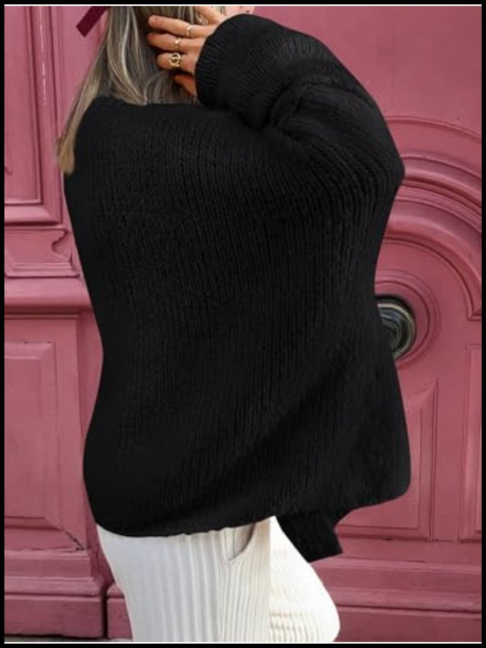 Chunky Knit Oversized Cardigan Women Long Lantern Sleeve V-Neck Cozy Fall - Picture 3 of 5